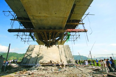 在建甬台温铁路桥梁坍塌